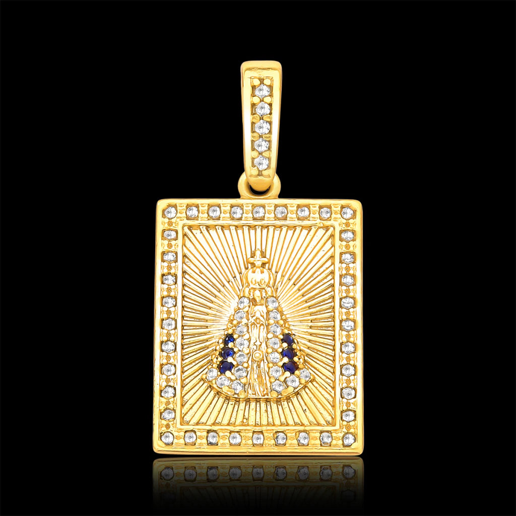 Pingente Placa Nossa Senhora Cravejada (M)