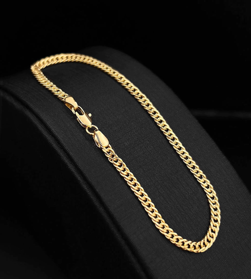 PULSEIRA GRUMET DUPLA (3mm) FECHO TRADICIONAL - Banhada a Ouro 18k