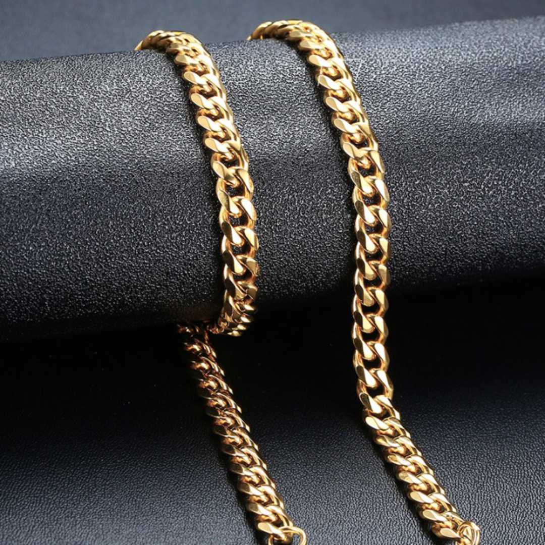 Corrente Masculina Cubana - Dourada